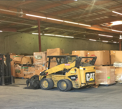 Scrap metal packed for shipment in warehouse