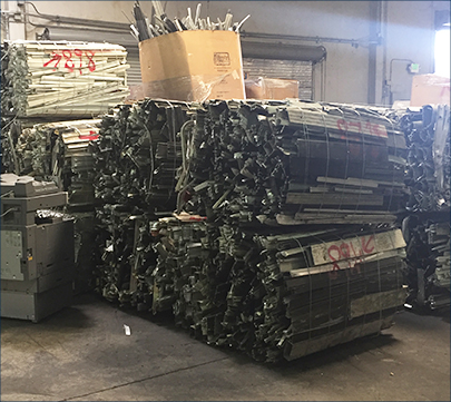 Scrap metal in warehouse